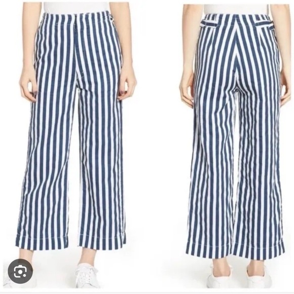 MOTHER • The cinch greaser pants in sea daze 25 blue white striped wide leg - Picture 4 of 12